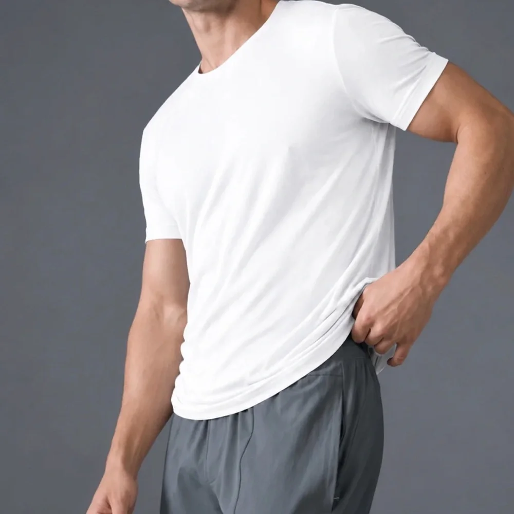 TexTale Men’s Small FRESH Stain-Repel Relaxed Tee White Solid Crew Neck